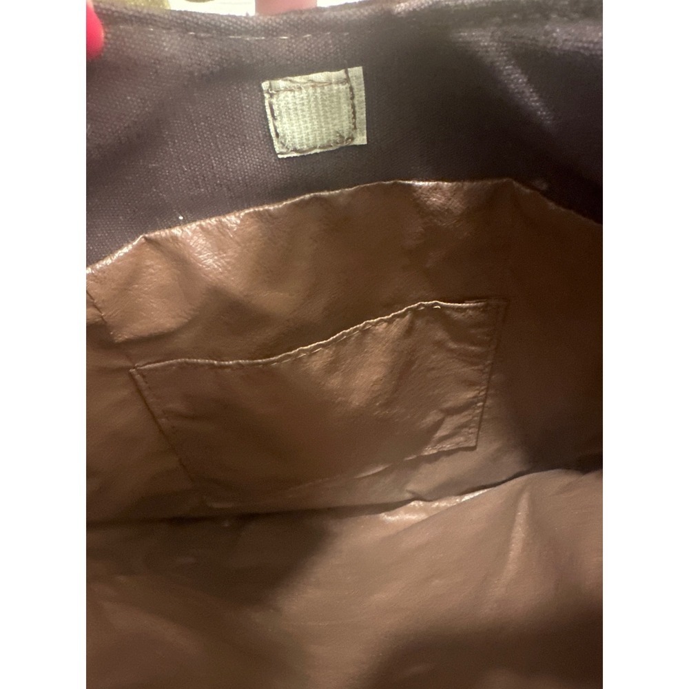 FS Originals Brown Canvas Hobo Shoulder Bag With Tan handmade Accents VTG purse - Picture 5 of 7